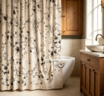 Soft Watercolor Wildflower Sheer Shower Curtain for Bathroom - Image 2