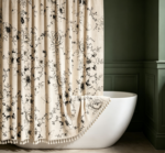 Soft Watercolor Wildflower Sheer Shower Curtain for Bathroom