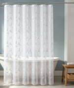 White Vining Leaf Sheer Shower Curtain - Image 2