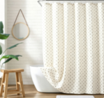 Cream Base Tiny Brown Dot Print Simple Shower Curtain - Image 2