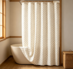 Cream Base Tiny Brown Dot Print Simple Shower Curtain