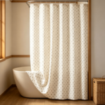 Cream Base Tiny Brown Dot Print Simple Shower Curtain