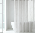 White Thin Vertical Stripe Sheer Shower Curtain - Image 2