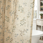 Watercolor Floral Pattern Bathroom Shower Curtain