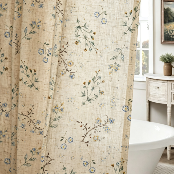 Watercolor Floral Pattern Bathroom Shower Curtain