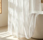 White Wavy Jacquard Sheer Shower Curtain