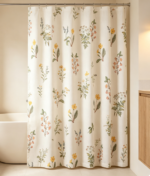 Retro Symmetrical Floral Pattern Shower Curtain - Image 2