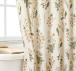 Retro Symmetrical Floral Pattern Shower Curtain