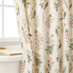 Retro Symmetrical Floral Pattern Shower Curtain