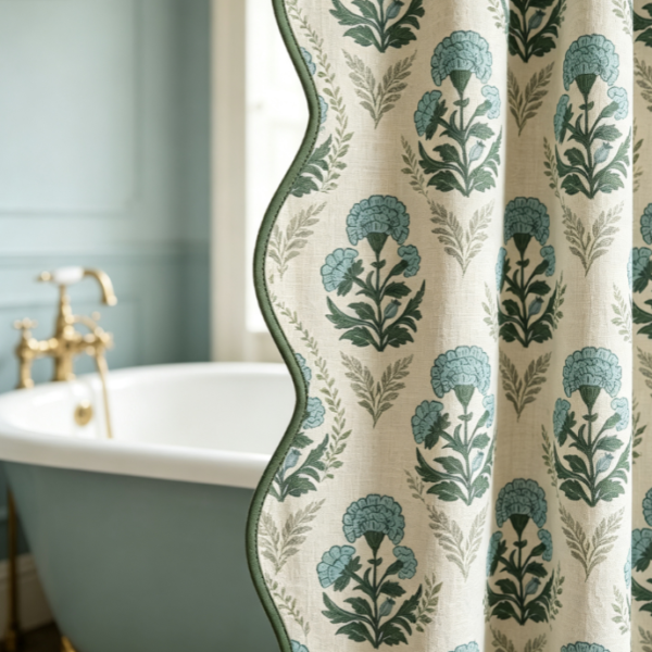 Wildflower Print Linen Shower Curtain