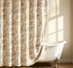 Black Ink Transparent Floral Pattern Shower Curtain - Image 2
