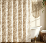 Black Ink Transparent Floral Pattern Shower Curtain