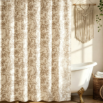 Black Ink Transparent Floral Pattern Shower Curtain