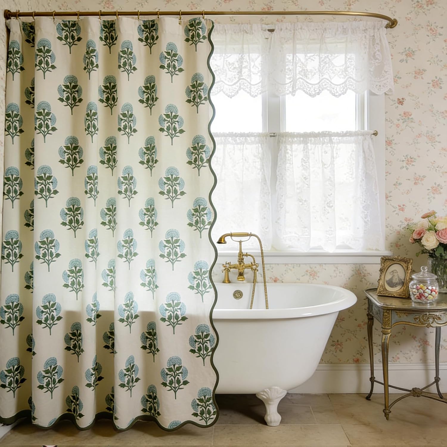 71TDILlzXVL._AC_SL1500_.jpg Mustard Yellow Cotton Floral Shower Curtain - Image 1