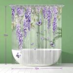 Transparent Violet Butterfly Shower Curtain - Image 2