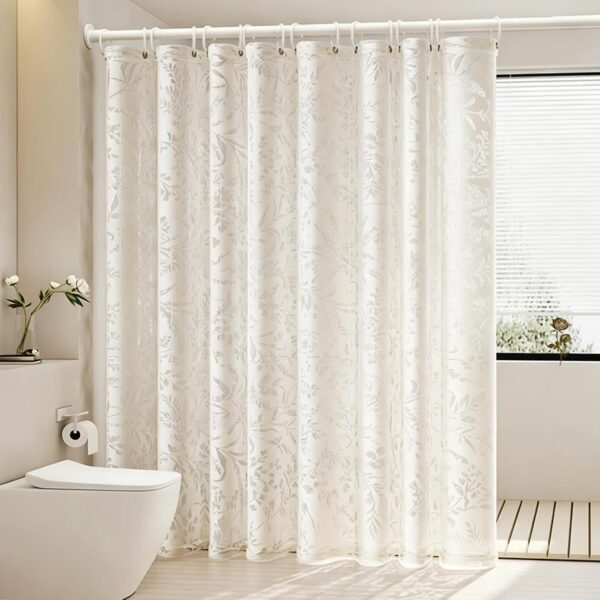 Retro Semi-Transparent Floral Shower Curtain