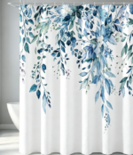 Vintage Brown Vine Floral Print Beige Shower Curtain - Image 2