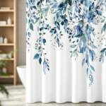 Vintage Brown Vine Floral Print Beige Shower Curtain