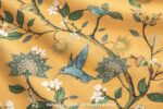 Mustard Yellow Cotton Floral Shower Curtain - Image 2