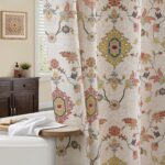 Mustard Yellow Cotton Floral Shower Curtain - Image 2