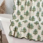 Mustard Yellow Cotton Floral Shower Curtain - Image 2