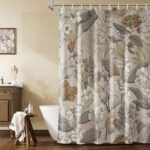 Brown Vintage Floral Shower Curtain