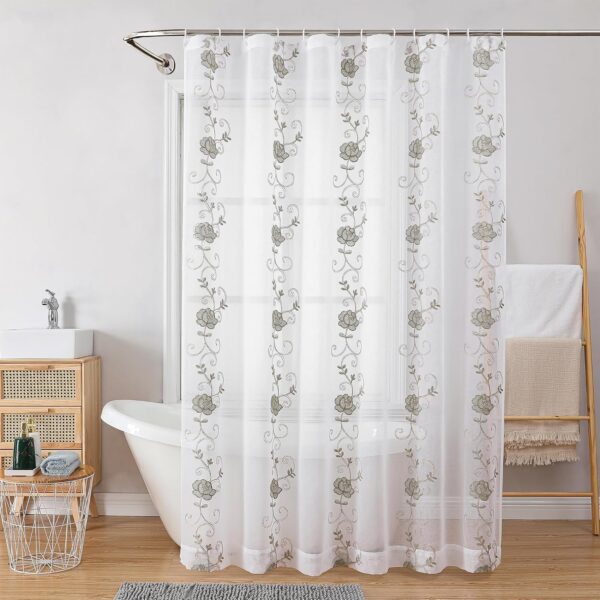 White Translucent Shower Curtain Set