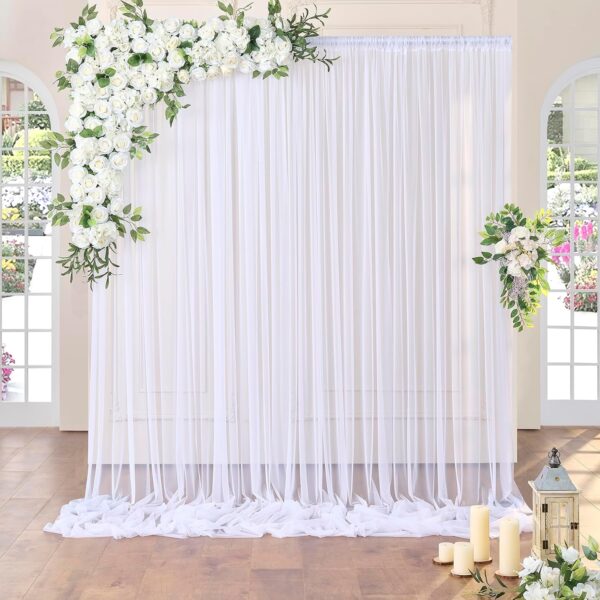 White Sheer Tulle Backdrop Curtain