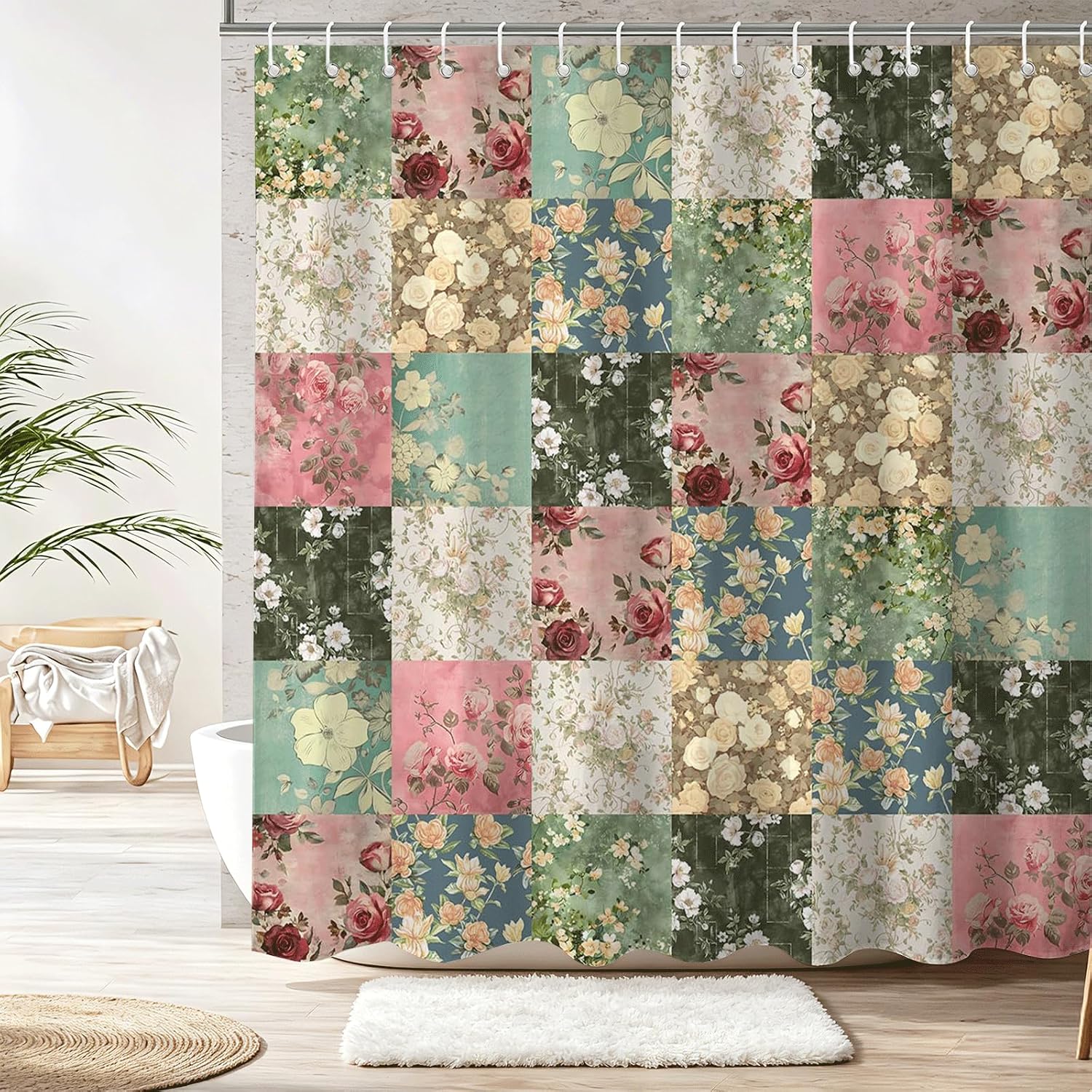 81Xz2y9ANdL._AC_SL1500_.jpg Bohemian Vintage Floral Shower Curtain - Image 1