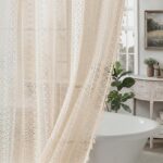 Beige Lace Crochet Shower Curtain
