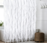 White Ruffled Wave Sheer Shower Curtain