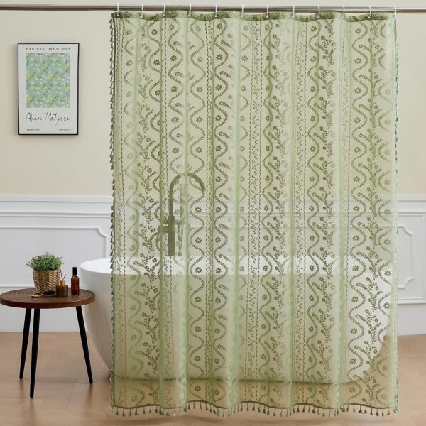 Sage Green Lace Shower Curtain