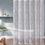 Floral Lace Striped Shower Curtain